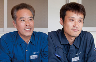 画像：常務取締役の宮澤清氏（左）、取締役生産管理課の干場文孝課長（右）